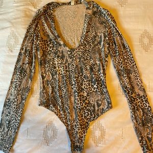 Free people leopard bodysuit XS
